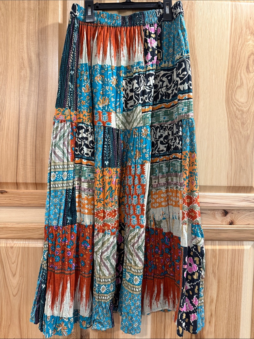 Vintage Signals Bohemian Patchwork Festival Hippie Midi/Maxi Skirt Size S